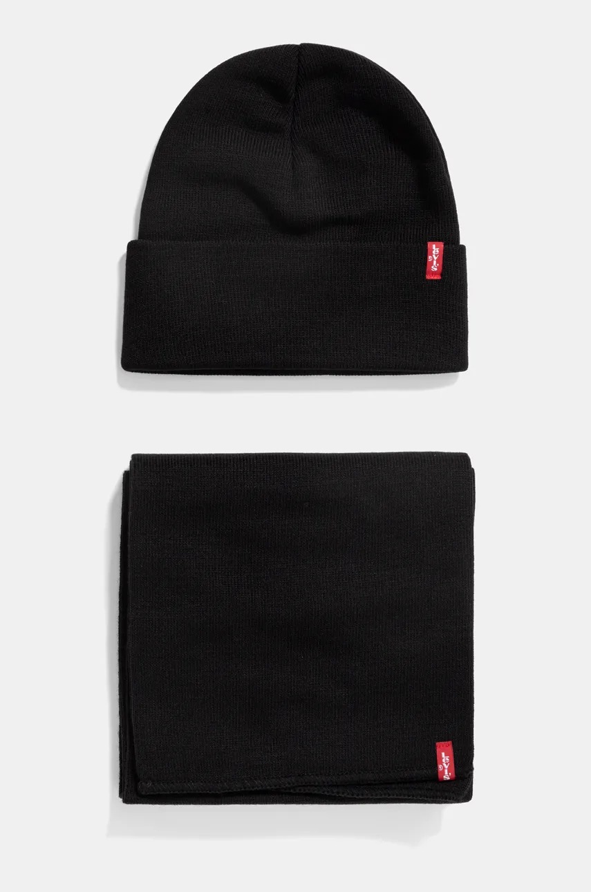 

Шапка и шал Levi's в черно 000JS-0000, Черен