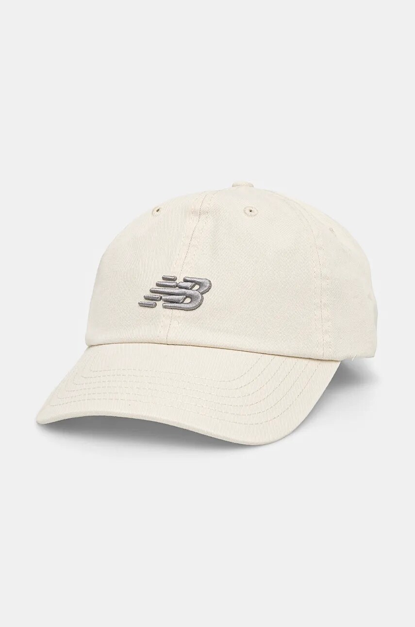 New Balance șapcă de baseball din bumbac culoarea bej, cu imprimeu, LAH91014LIN