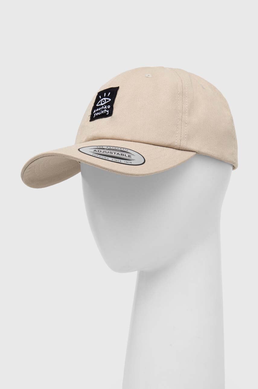 Kaotiko șapcă de baseball din bumbac culoarea bej, cu imprimeu, AP001-01-1528