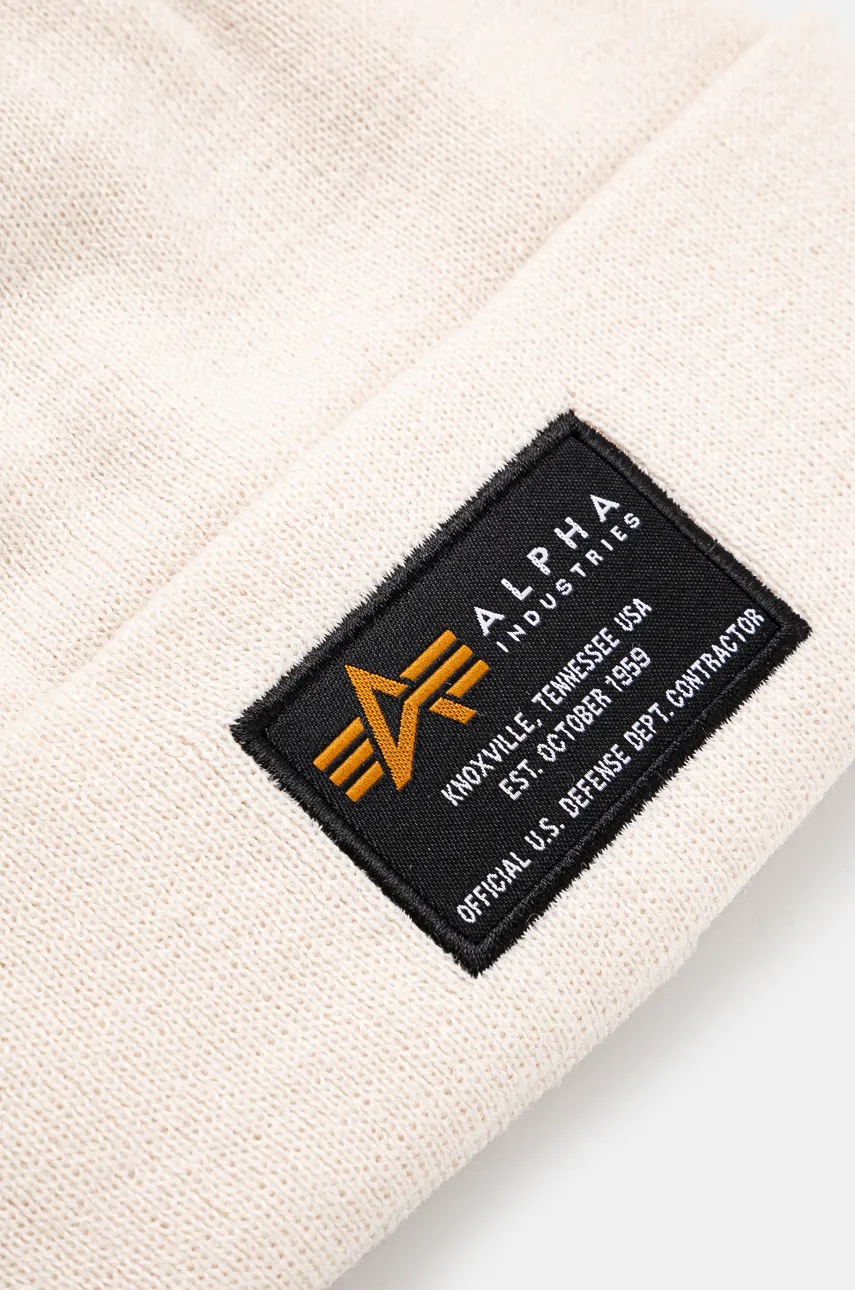 Шапка Alpha Industries Crew Beanie цвет бежевый 128924 Шапка Alpha Industries Crew Beanie цвет бежевый 128924