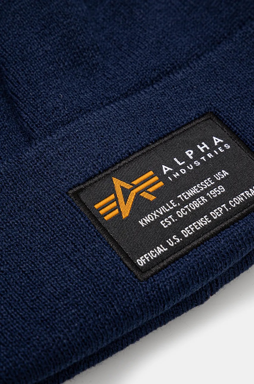 Шапка Alpha Industries Crew Beanie цвет синий 128924 Шапка Alpha Industries Crew Beanie цвет синий 128924