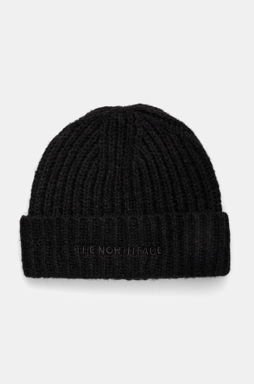 The North Face caciula din amestec de lana Fohair Cabin Beanie culoarea negru, din tricot gros, NF0A887TJK31