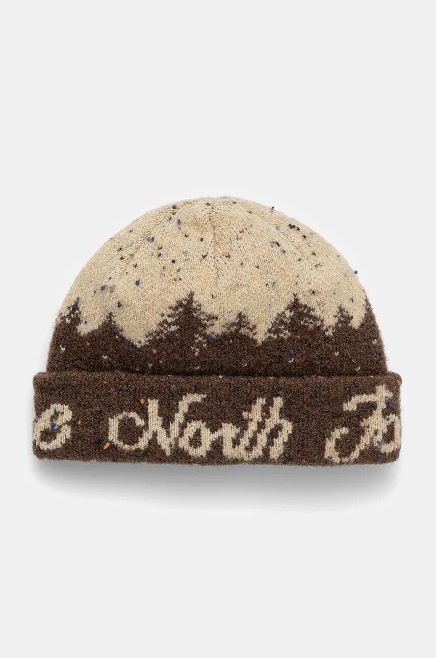 The North Face caciula Cabin Mountainscape Beanie culoarea maro, din tricot gros, NF0A887V9GI1