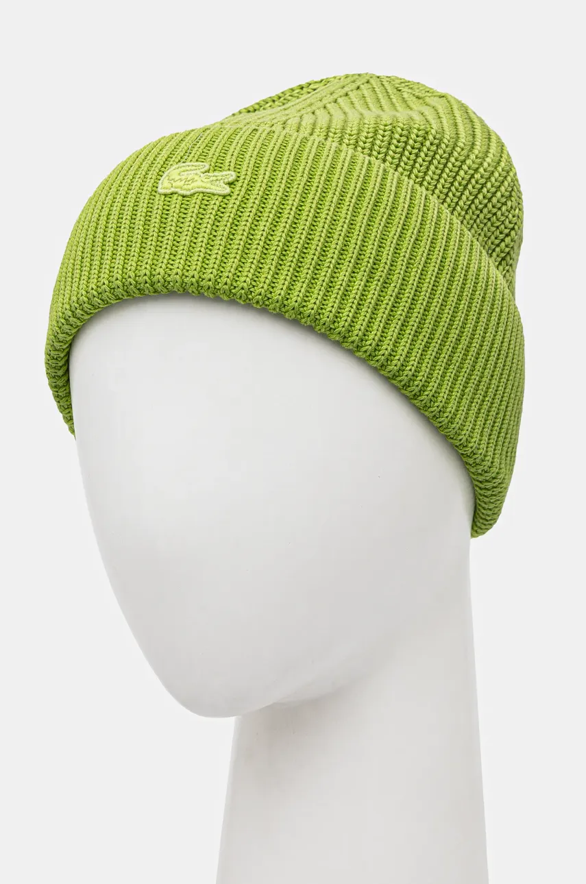 Хлопковая шапка Lacoste цвет бежевый из тонкого трикотажа хлопковая RB3152 Хлопковая шапка Lacoste цвет бежевый из тонкого трикотажа хлопковая RB3152
