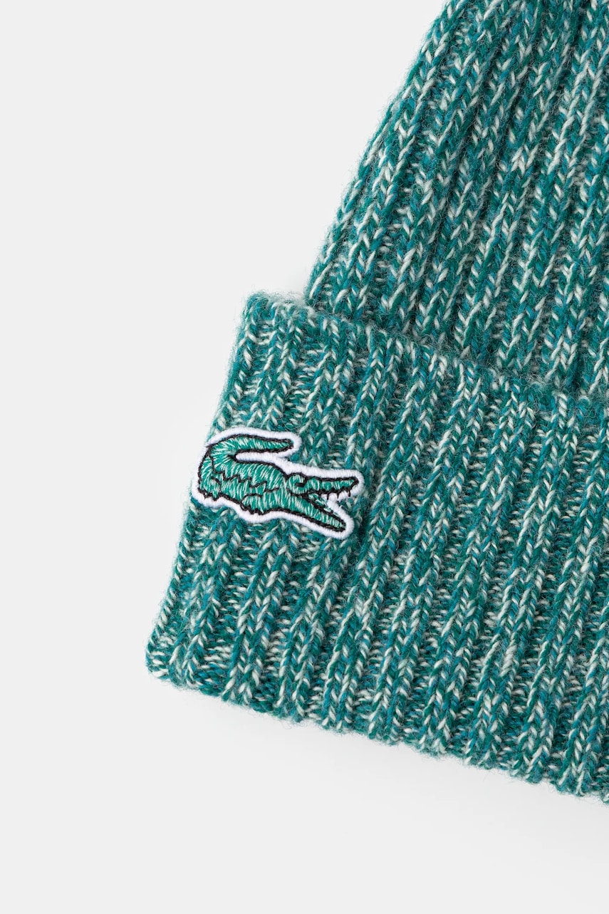 Шерстяная шапка Lacoste цвет зелёный шерсть RB4737 Шерстяная шапка Lacoste цвет зелёный шерсть RB4737