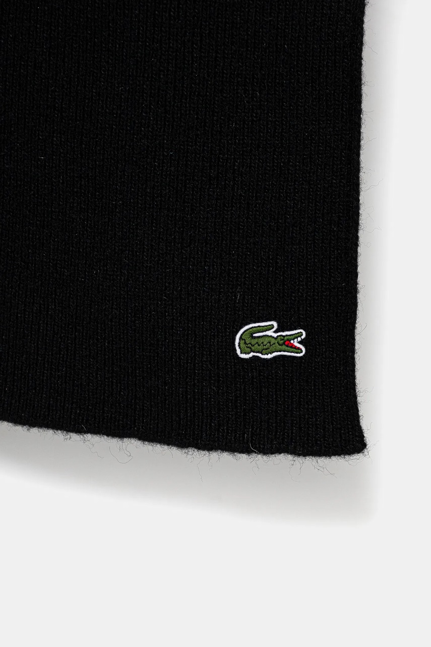 Μάλλινος σκούφος και κασκόλ Lacoste χρώμα: μαύρο, RB5385 φωτογραφία