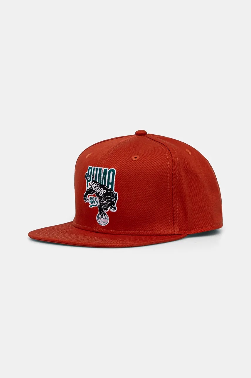 Puma șapcă de baseball din bumbac culoarea rosu, cu imprimeu, 25704 Puma șapcă de baseball din bumbac culoarea rosu, cu imprimeu, 25704