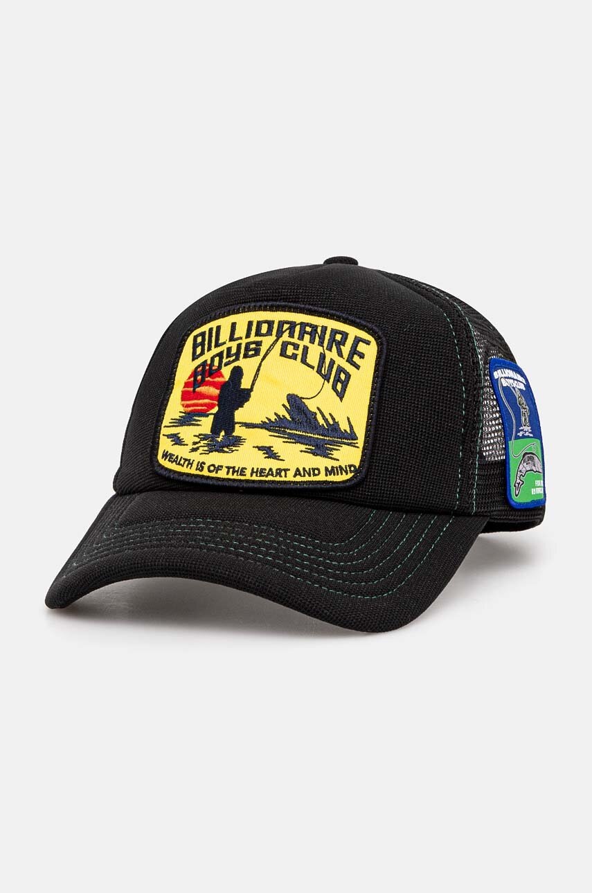 

Шапка с козирка Billionaire Boys Club Catch And Reel Trucker в черно с апликация B24254, Черен