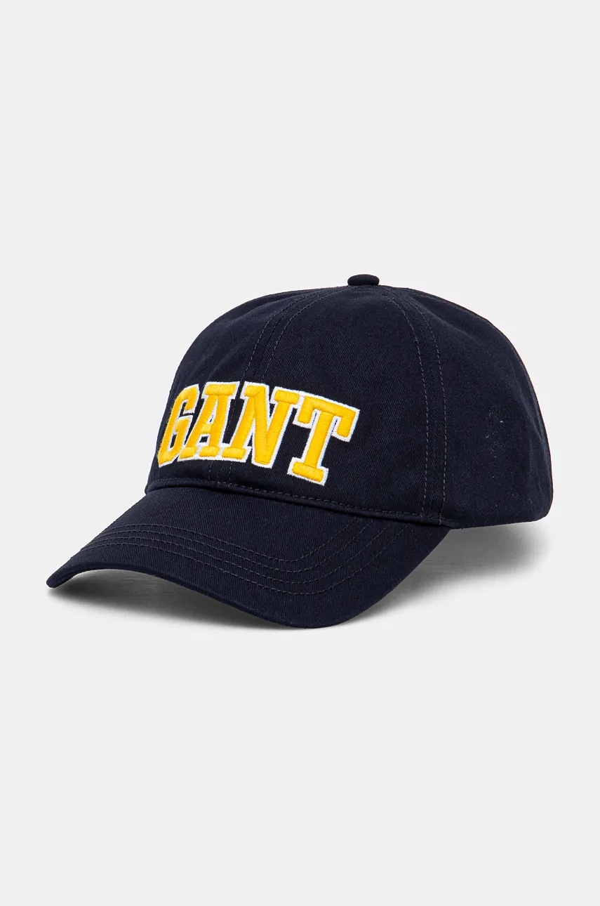 Gant șapcă de baseball din bumbac culoarea albastru marin, cu imprimeu, 9900256 Gant șapcă de baseball din bumbac culoarea albastru marin, cu imprimeu, 9900256