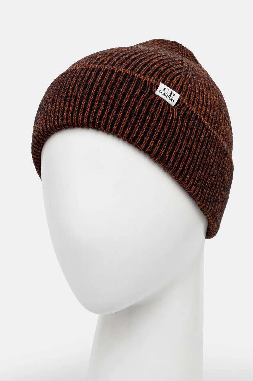 Шапка с примесью шерсти C.P. Company Knit Cap цвет коричневый из тонкого трикотажа 17CMAC300A006170A