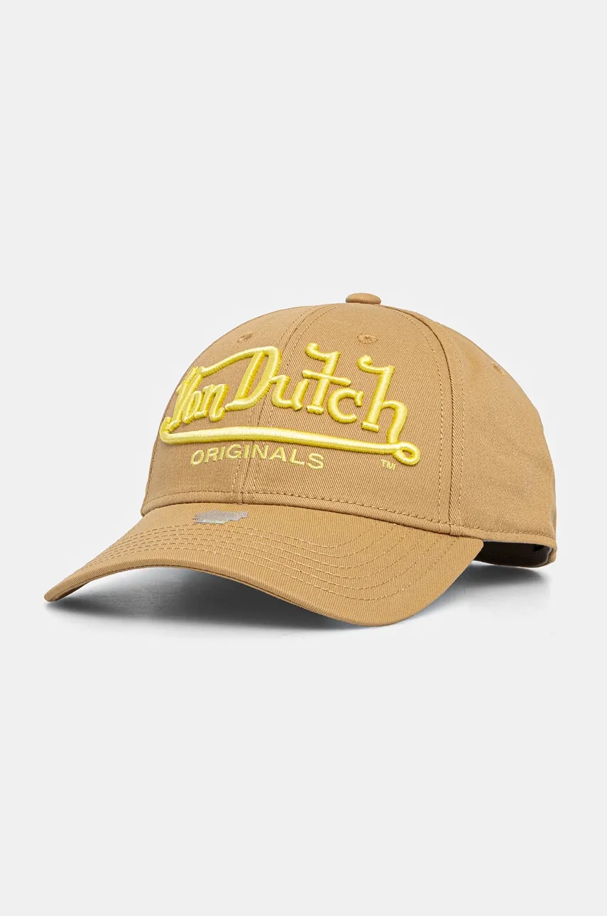 Von Dutch șapcă de baseball din bumbac DB SEATTLE culoarea bej, cu imprimeu, 7030515 Von Dutch șapcă de baseball din bumbac DB SEATTLE culoarea bej, cu imprimeu, 7030515