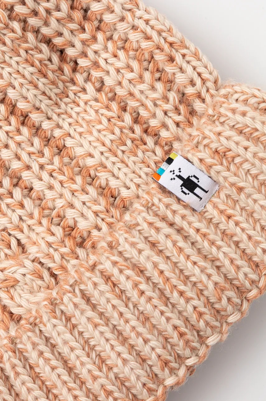 Шапка Smartwool Ski Town цвет бежевый из толстого трикотажа шерсть SW018119 Шапка Smartwool Ski Town цвет бежевый из толстого трикотажа шерсть SW018119