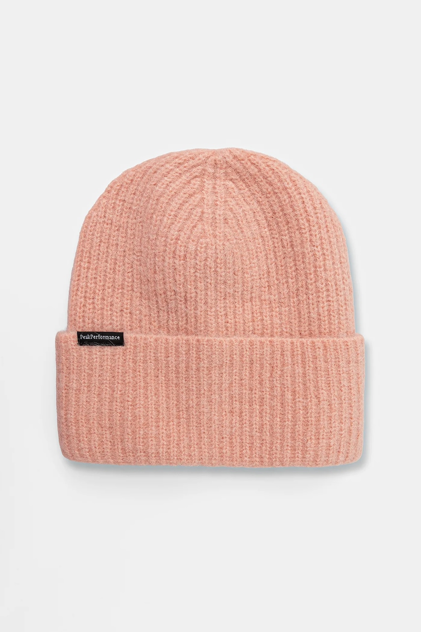 Levně Čepice s příměsí vlny Peak Performance Woolblend Hat fialová barva, z tenké pleteniny, G80628
