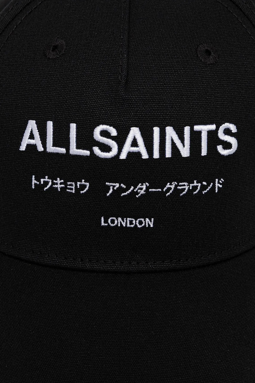 Хлопковая кепка AllSaints цвет чёрный с аппликацией 29AS200808