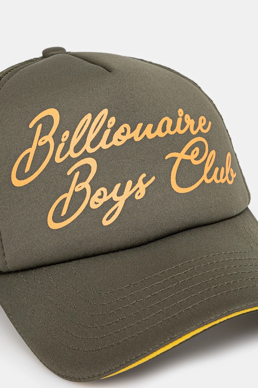 Кепка Billionaire Boys Club Script Trucker Cap цвет зелёный с аппликацией B24470 Кепка Billionaire Boys Club Script Trucker Cap цвет зелёный с аппликацией B24470