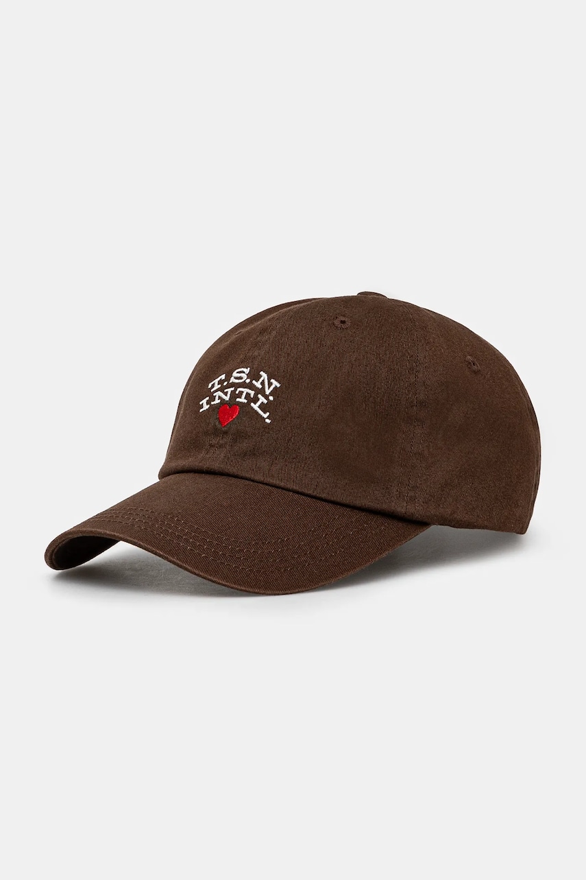 thisisneverthat șapcă de baseball din bumbac Heart Cap culoarea maro, cu imprimeu, TN243WHWBC08 thisisneverthat șapcă de baseball din bumbac Heart Cap culoarea maro, cu imprimeu, TN243WHWBC08