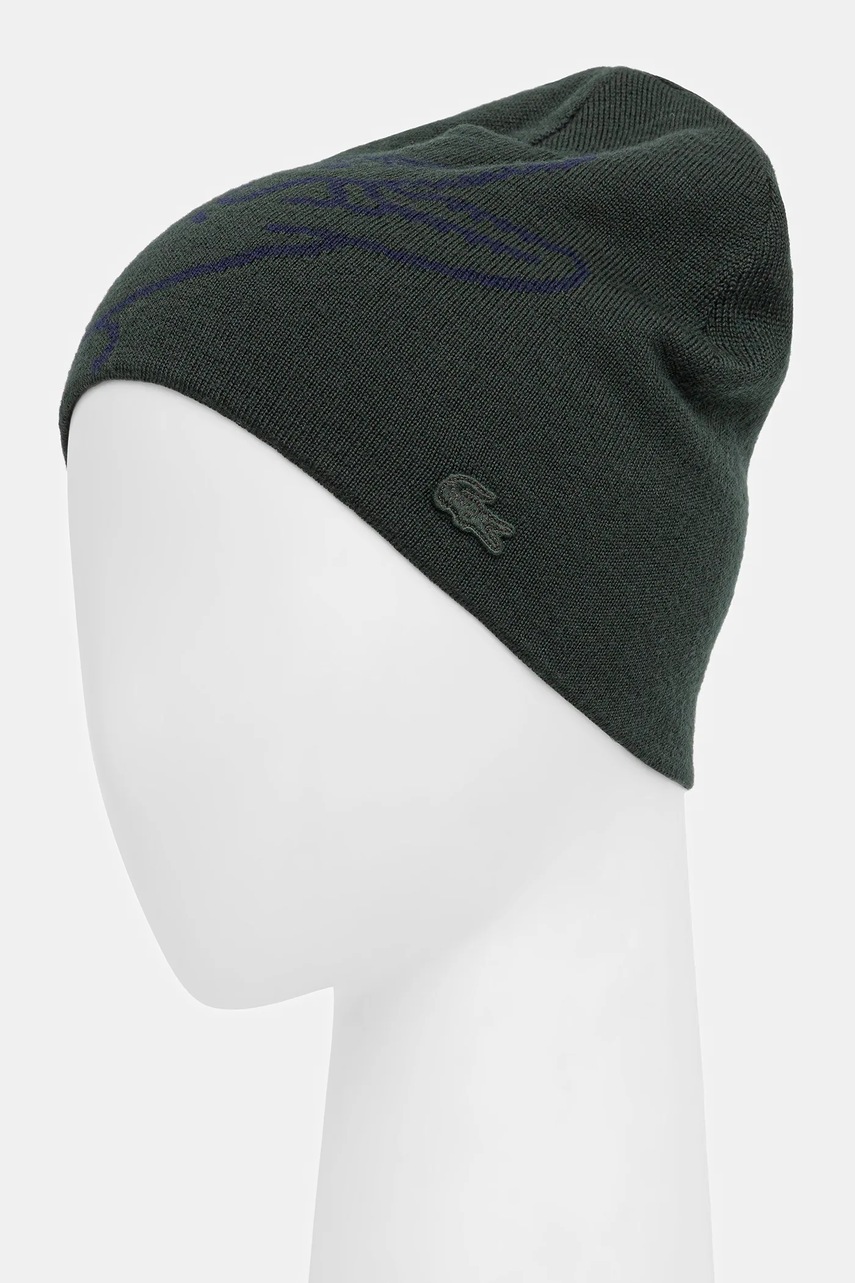Шерстяная шапка Lacoste цвет чёрный из тонкого трикотажа шерсть RB3021