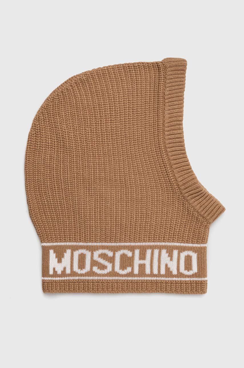 Vlnená kukla Moschino béžová farba, M3136 65414