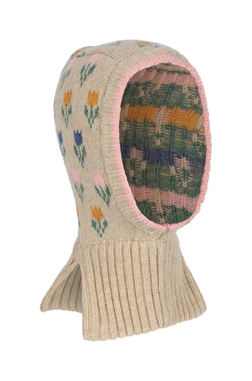 Детская шерстяная балаклава Konges Sløjd BELOU TULIPE KNIT BALACLAVA цвет бежевый KS101429