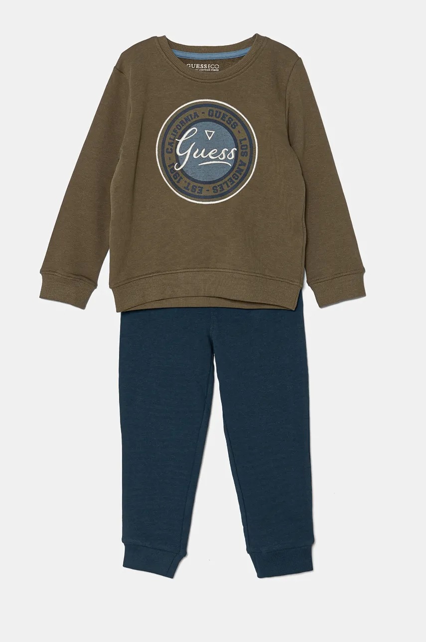 

Детски памучен анцуг Guess в зелено N4BG16 KAD74, Зелен