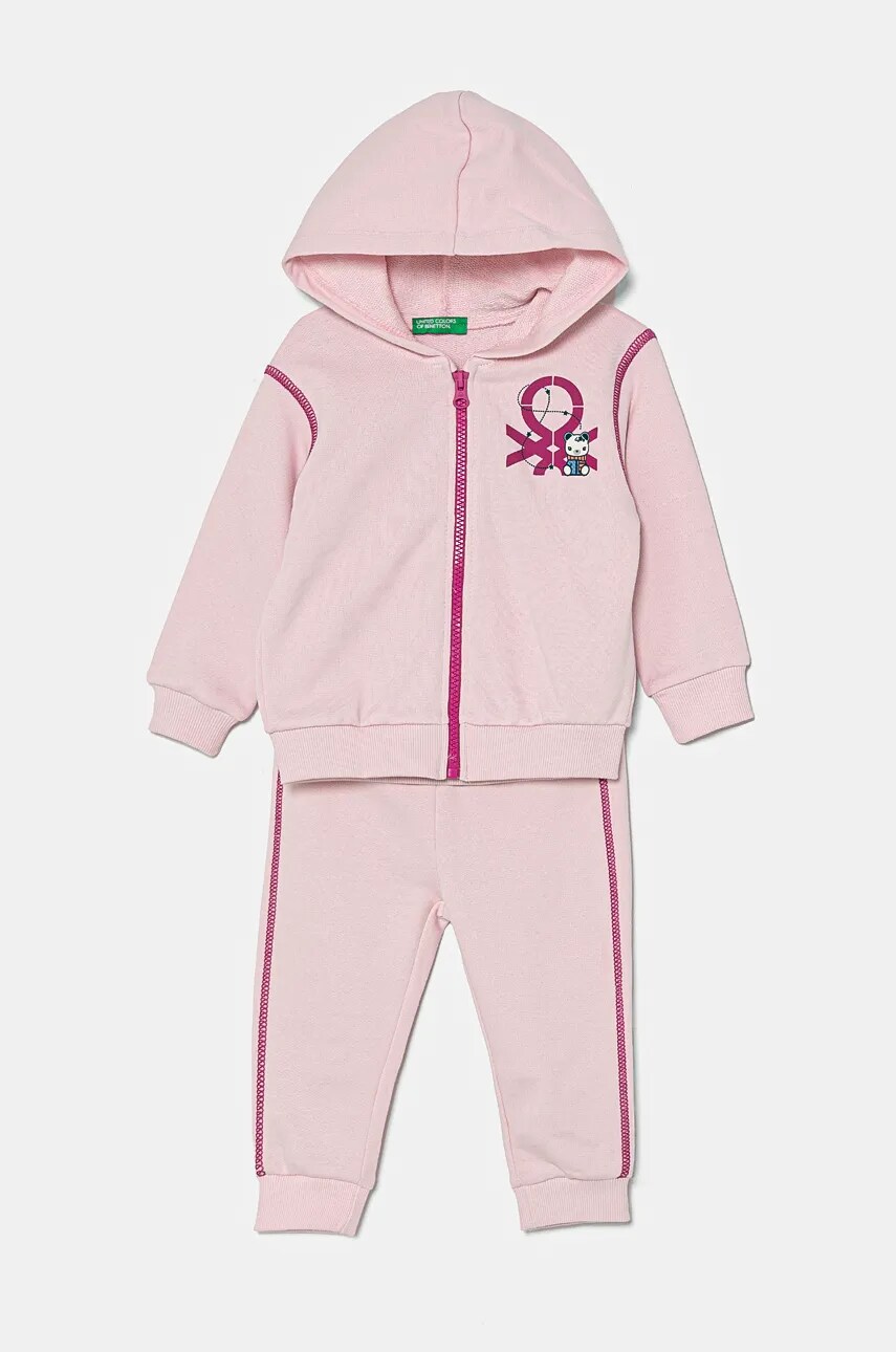 

Детски памучен анцуг United Colors of Benetton в розово 3J68GK00L, Розов