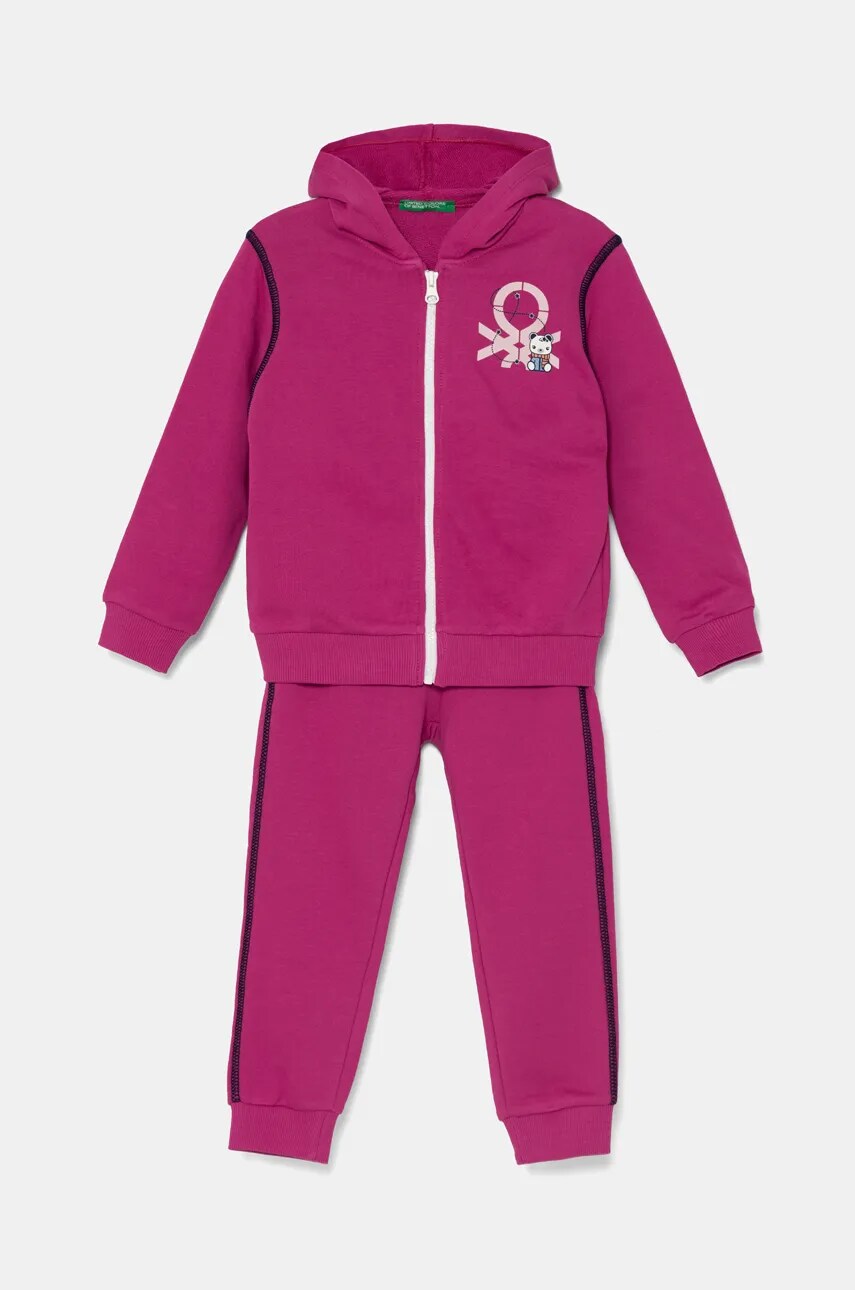United Colors of Benetton trening de bumbac pentru copii culoarea roz, 3J68GK00L