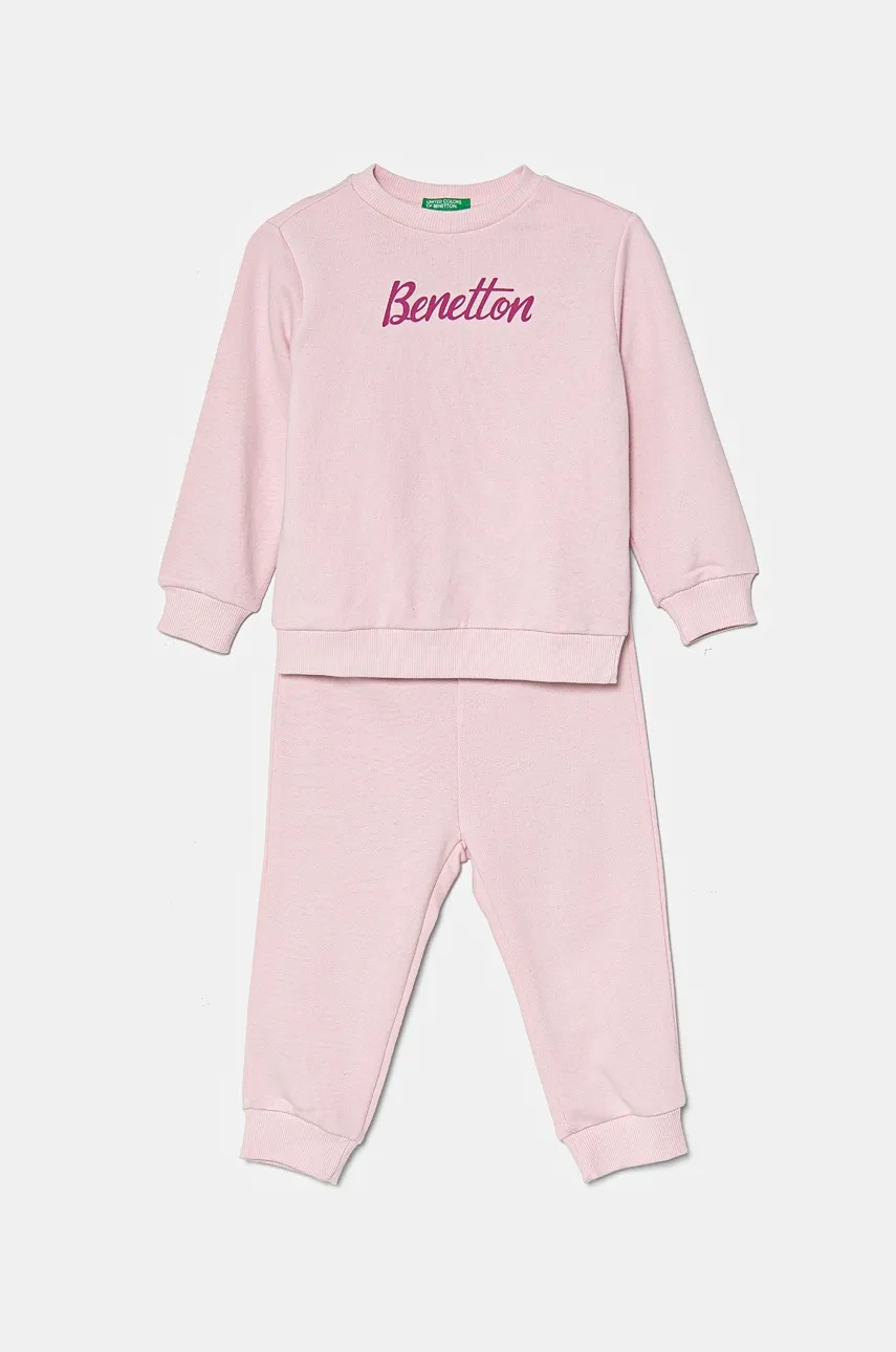 

Детски памучен анцуг United Colors of Benetton в розово 3J68GK00K, Розов