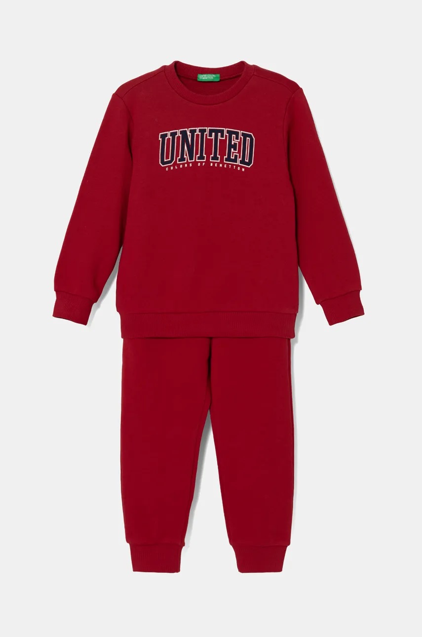 

Детски памучен анцуг United Colors of Benetton в бордо 3J68GK00K