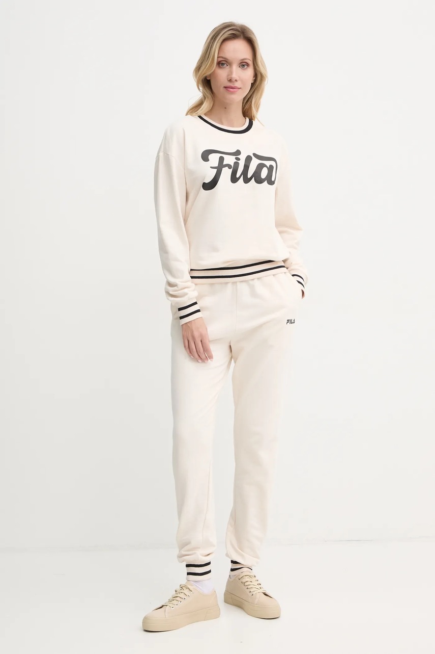 Fila trening din bumbac culoarea bej, FPW4184