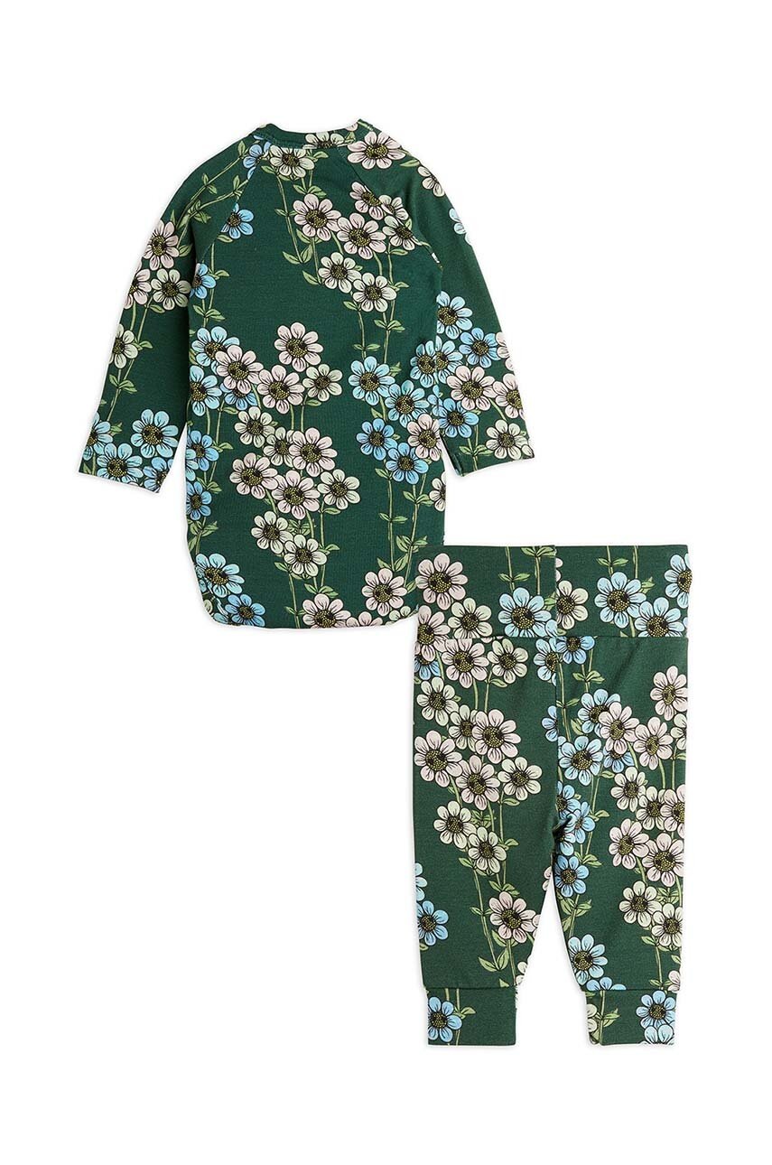 Детский хлопковый комплект Mini Rodini Daisys цвет зелёный 2474012175