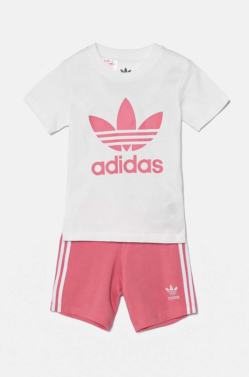 adidas Originals set de bumbac pentru bebelusi SHORT TEE SET culoarea roz, JE0523 adidas Originals set de bumbac pentru bebelusi SHORT TEE SET culoarea roz, JE0523