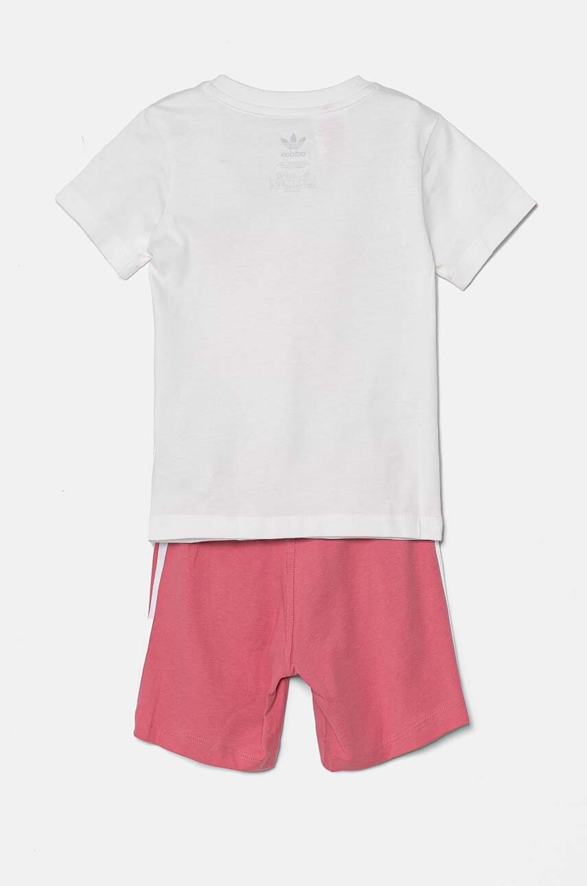 Дитячий бавовняний комплект adidas Originals SHORT TEE SET колір рожевий JE0523