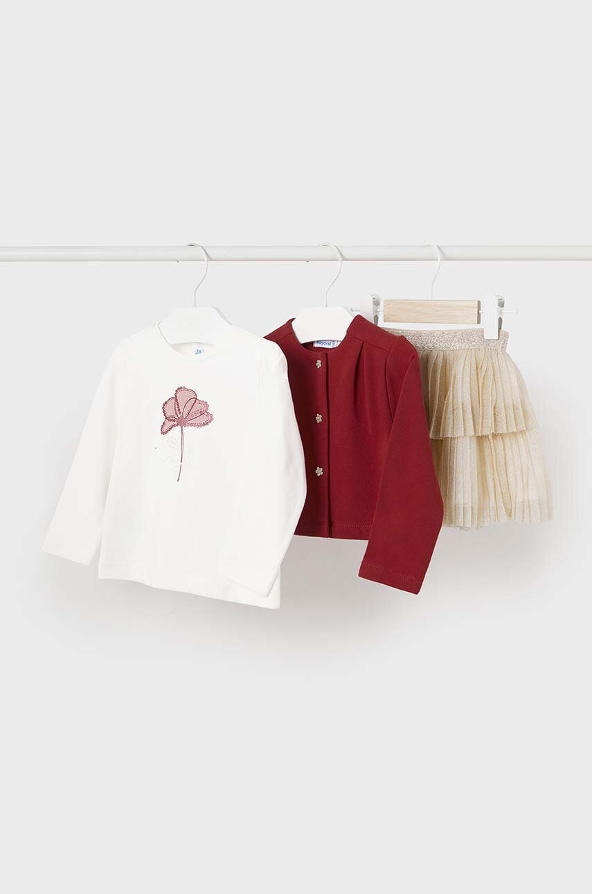 Mayoral set copii - sacou, longsleeve și fustă culoarea rosu, 2928 Mayoral set copii - sacou, longsleeve și fustă culoarea rosu, 2928