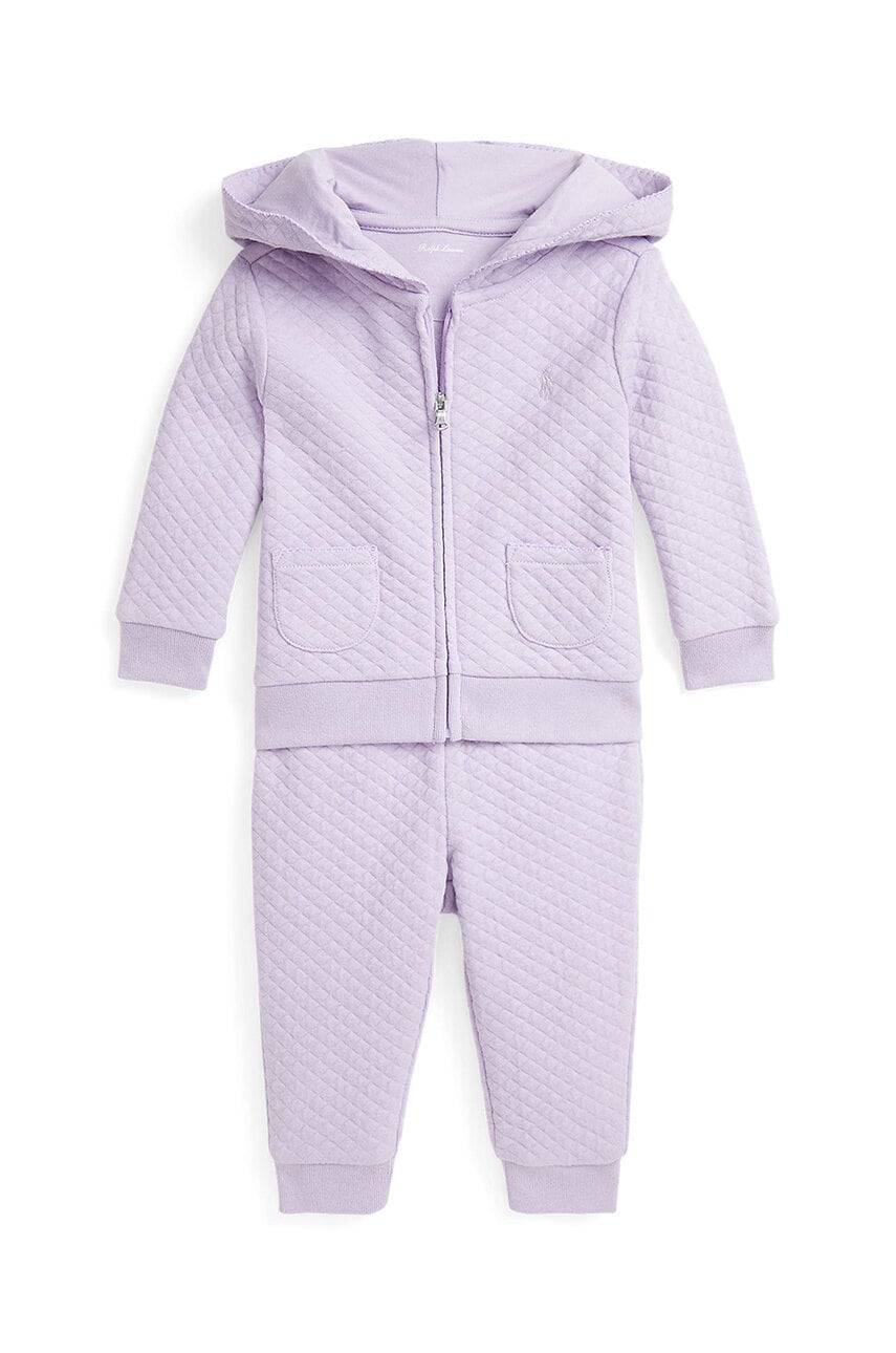 Levně Bavlněná tepláková souprava pro miminka Polo Ralph Lauren fialová barva, 310952355001