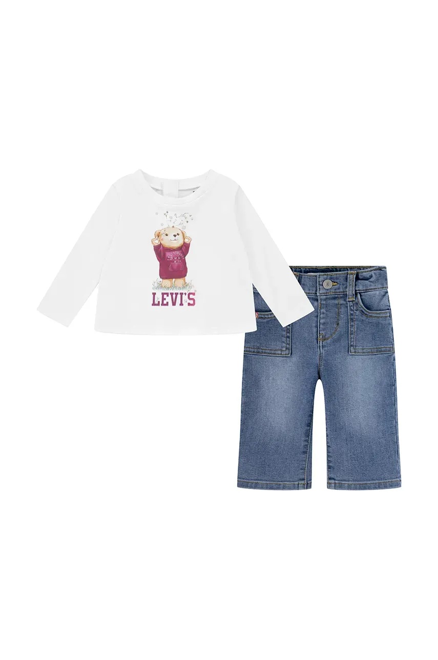 

Комплект за бебета Levi's TEE & CARGO PANT SET в бяло 1EK986, Бял