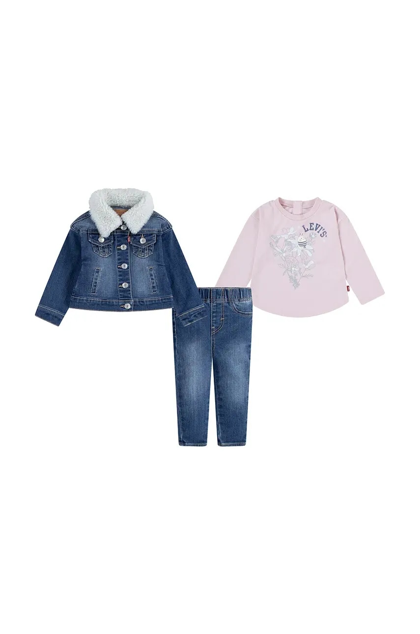 Levi's compleu bebe SHERPA TRUCKER & JEAN culoarea roz, 1EK990 Levi's compleu bebe SHERPA TRUCKER & JEAN culoarea roz, 1EK990
