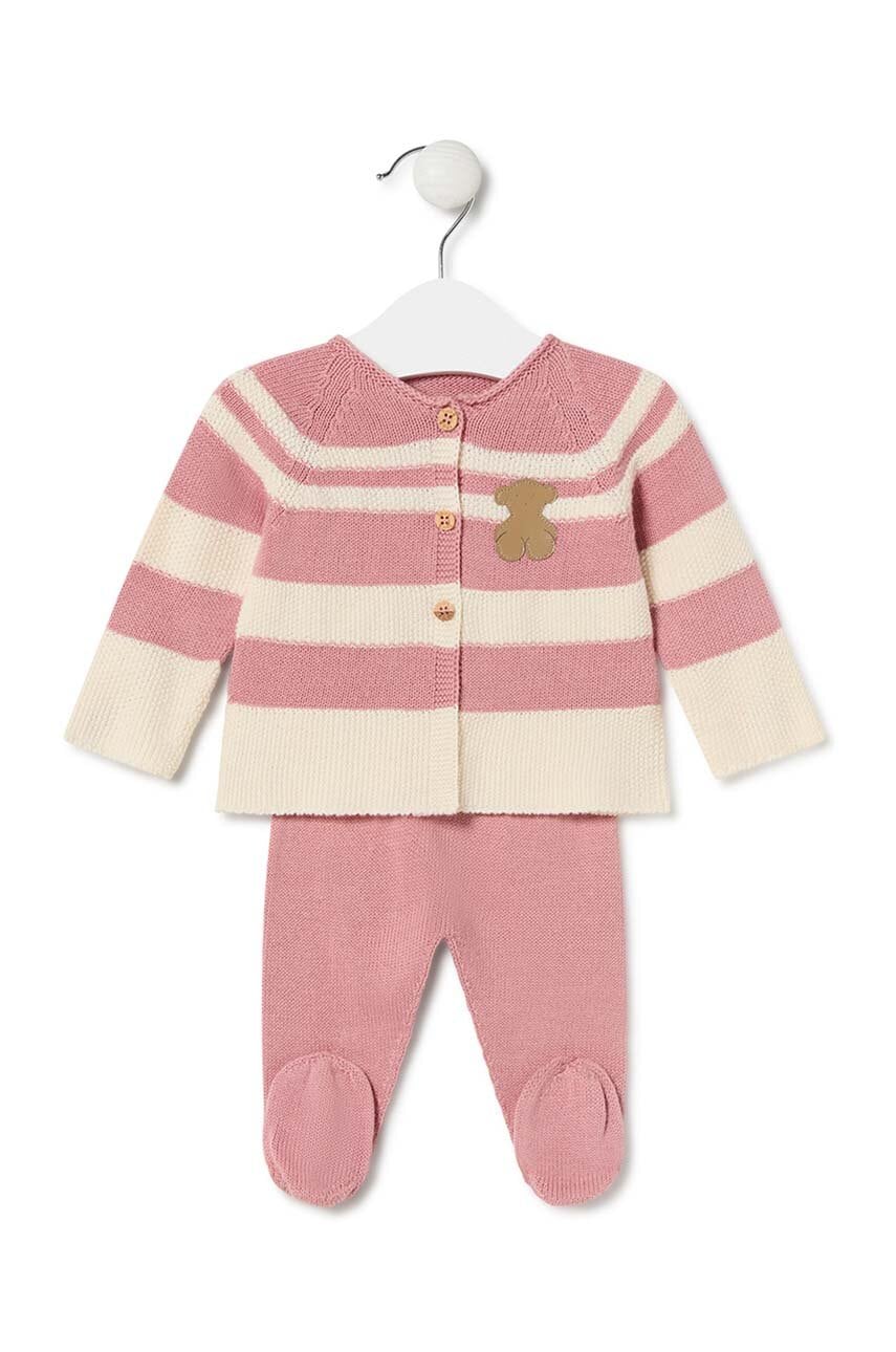 Tous set de bumbac pentru bebelusi Tricot culoarea roz, Tricot.2101