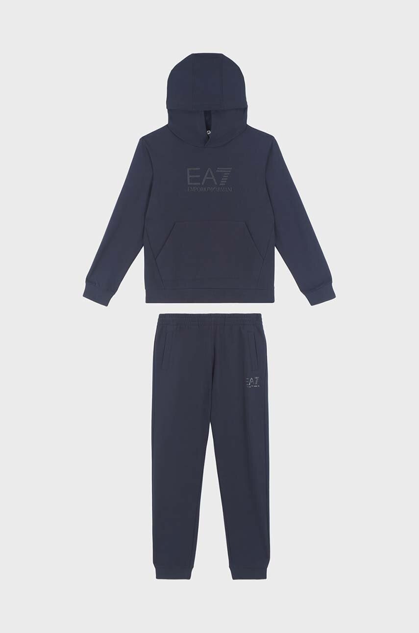 

Детски памучен анцуг EA7 Emporio Armani в тъмносиньо 6DBV55 BJ05Z, Тъмносин