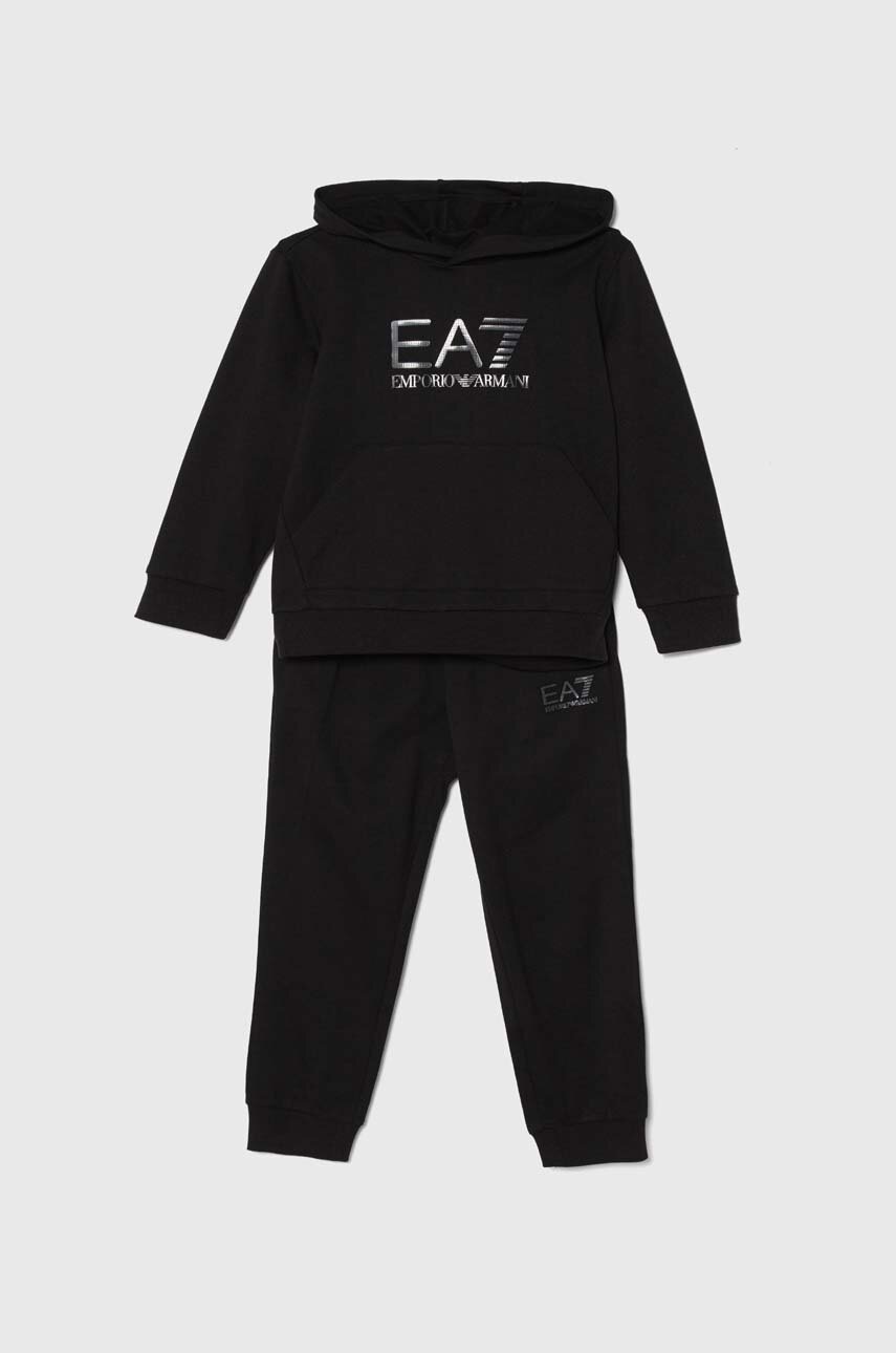

Детски памучен анцуг EA7 Emporio Armani в черно 6DBV55 BJ05Z, Черен