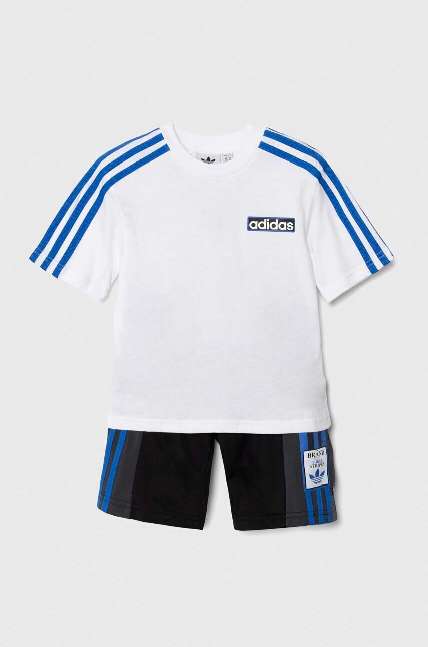 adidas Originals compleu copii SHORT TEE SET culoarea alb, IW3588