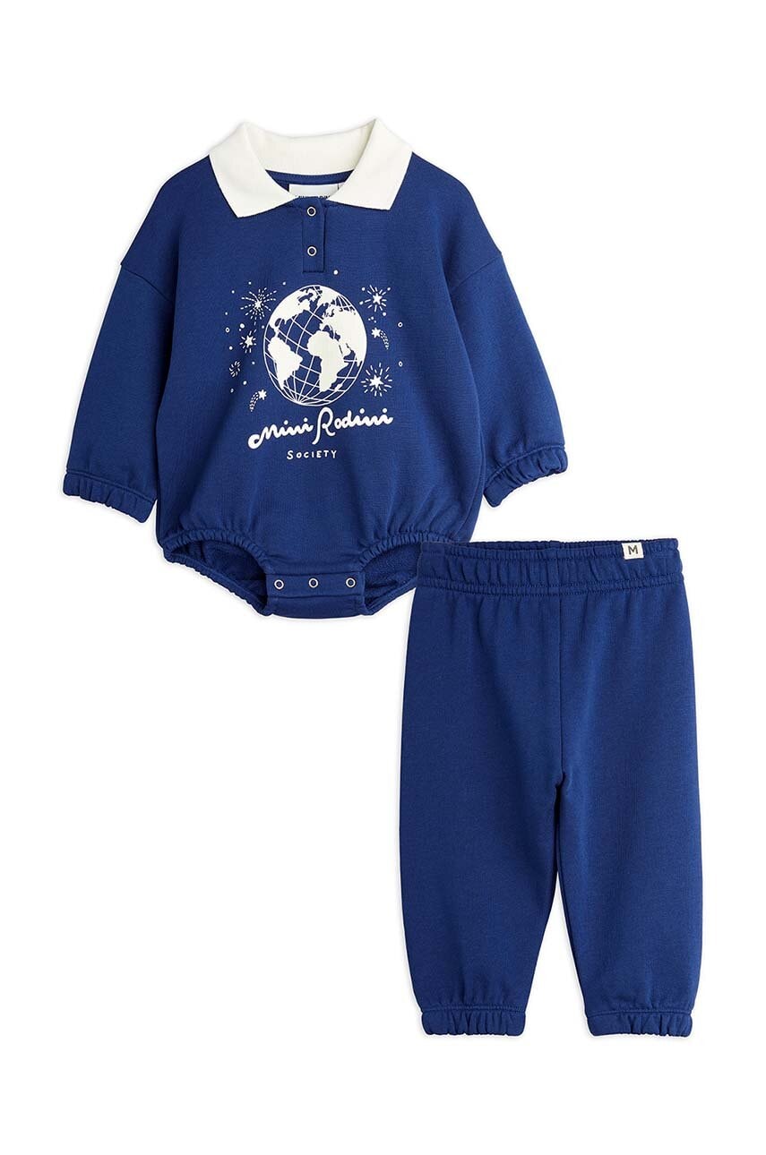 Mini Rodini set de bumbac pentru bebelusi culoarea albastru marin, 2474010560 Mini Rodini set de bumbac pentru bebelusi culoarea albastru marin, 2474010560