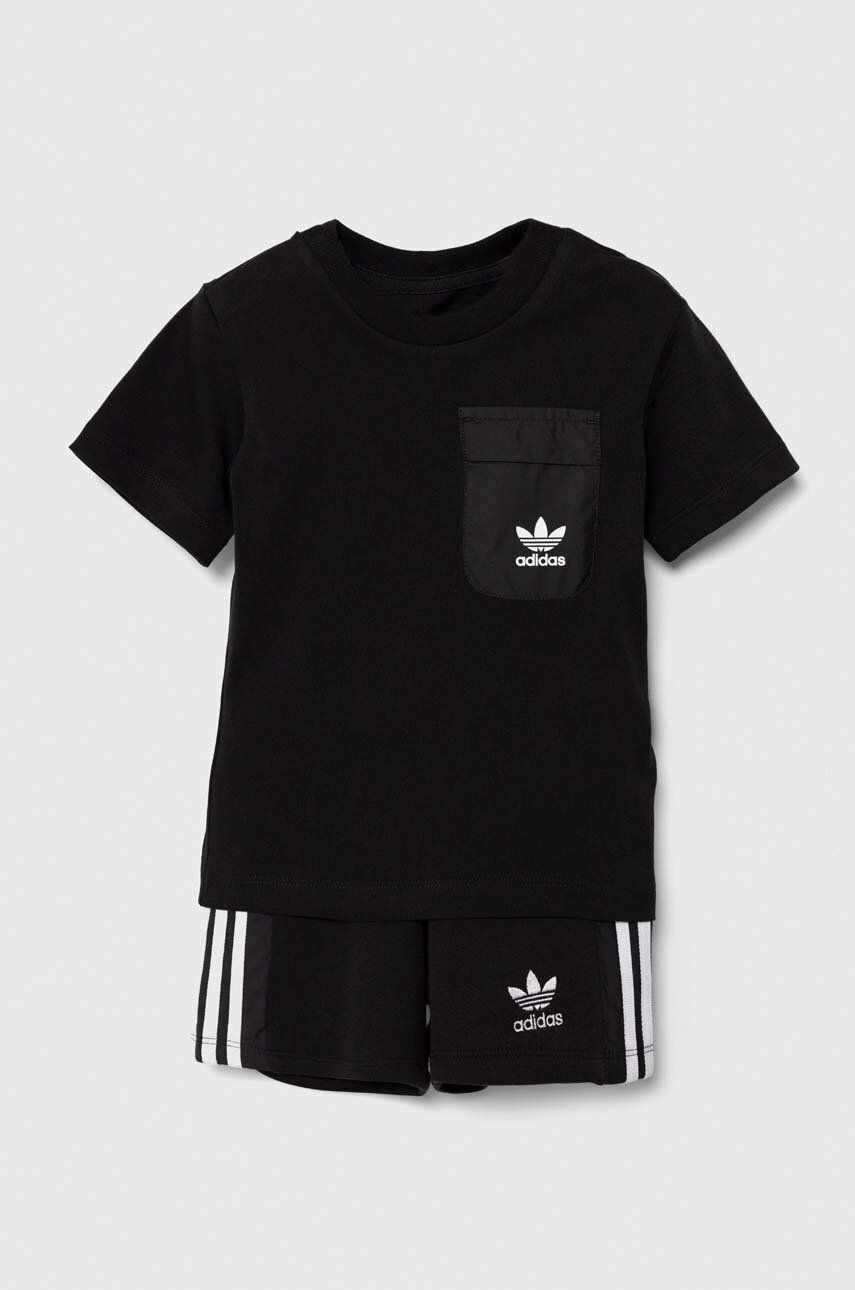 adidas Originals compleu copii SHORT TEE SET culoarea negru, IX7509