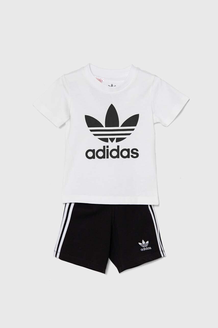 adidas Originals set de bumbac pentru bebelusi SHORT TEE SET culoarea alb, JE0521