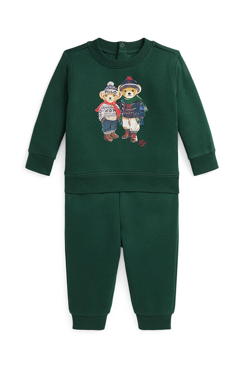 Levně Dětská tepláková souprava Polo Ralph Lauren zelená barva, 320957717001