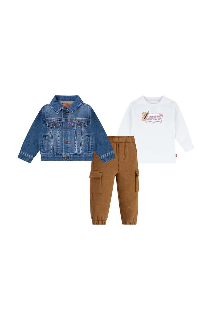 Levi's compleu bebe TRUCKER TEE & CARGO JOGGER culoarea alb, 6EL315 Levi's compleu bebe TRUCKER TEE & CARGO JOGGER culoarea alb, 6EL315