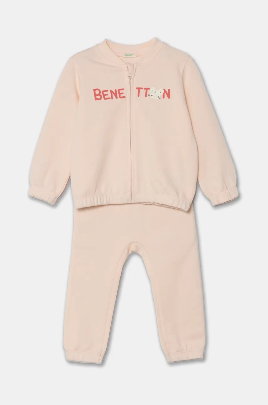 United Colors of Benetton trening din bumbac pentru bebelusi culoarea roz, 3J70AK00R