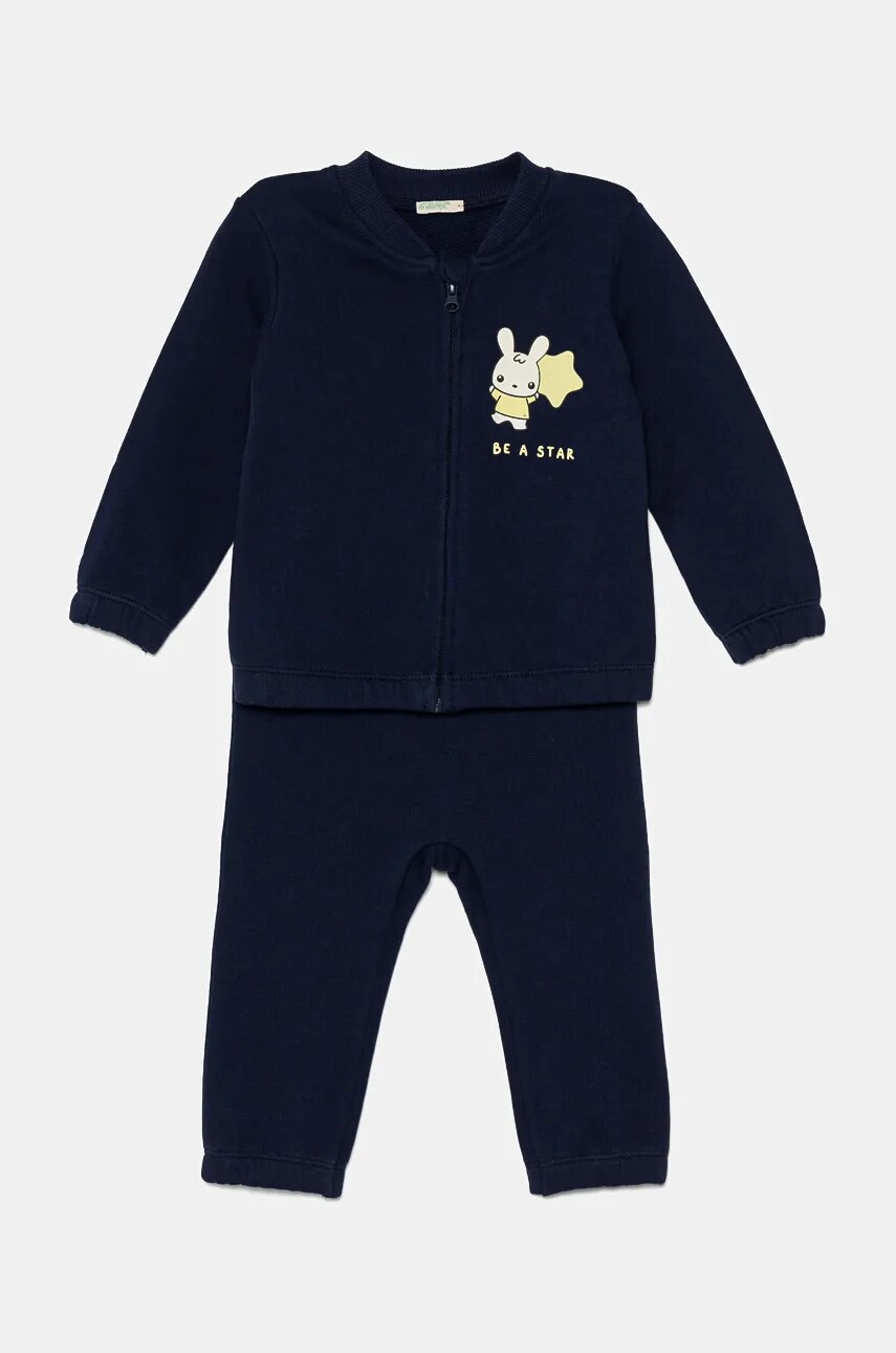 United Colors of Benetton trening din bumbac pentru bebelusi culoarea albastru marin, 3J70AK00R