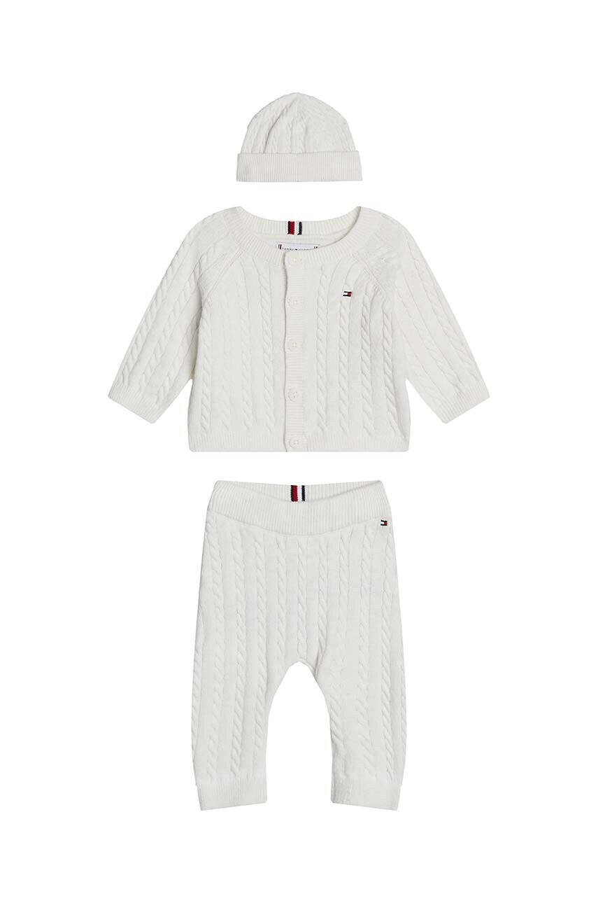 Levně Kojenecká sada s příměsí vlny Tommy Hilfiger 3-pack bílá barva, KN0KN01929