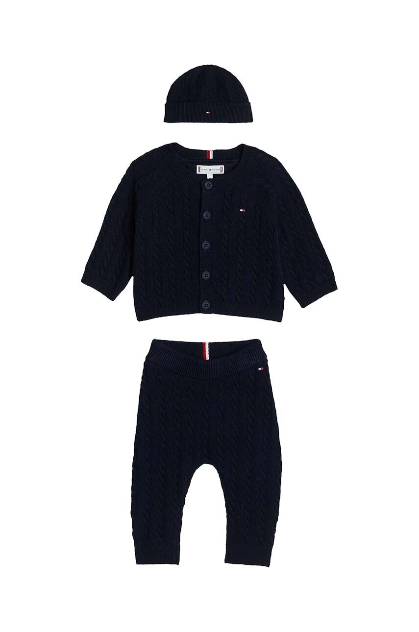 Levně Kojenecká sada s příměsí vlny Tommy Hilfiger 3-pack černá barva, KN0KN01929