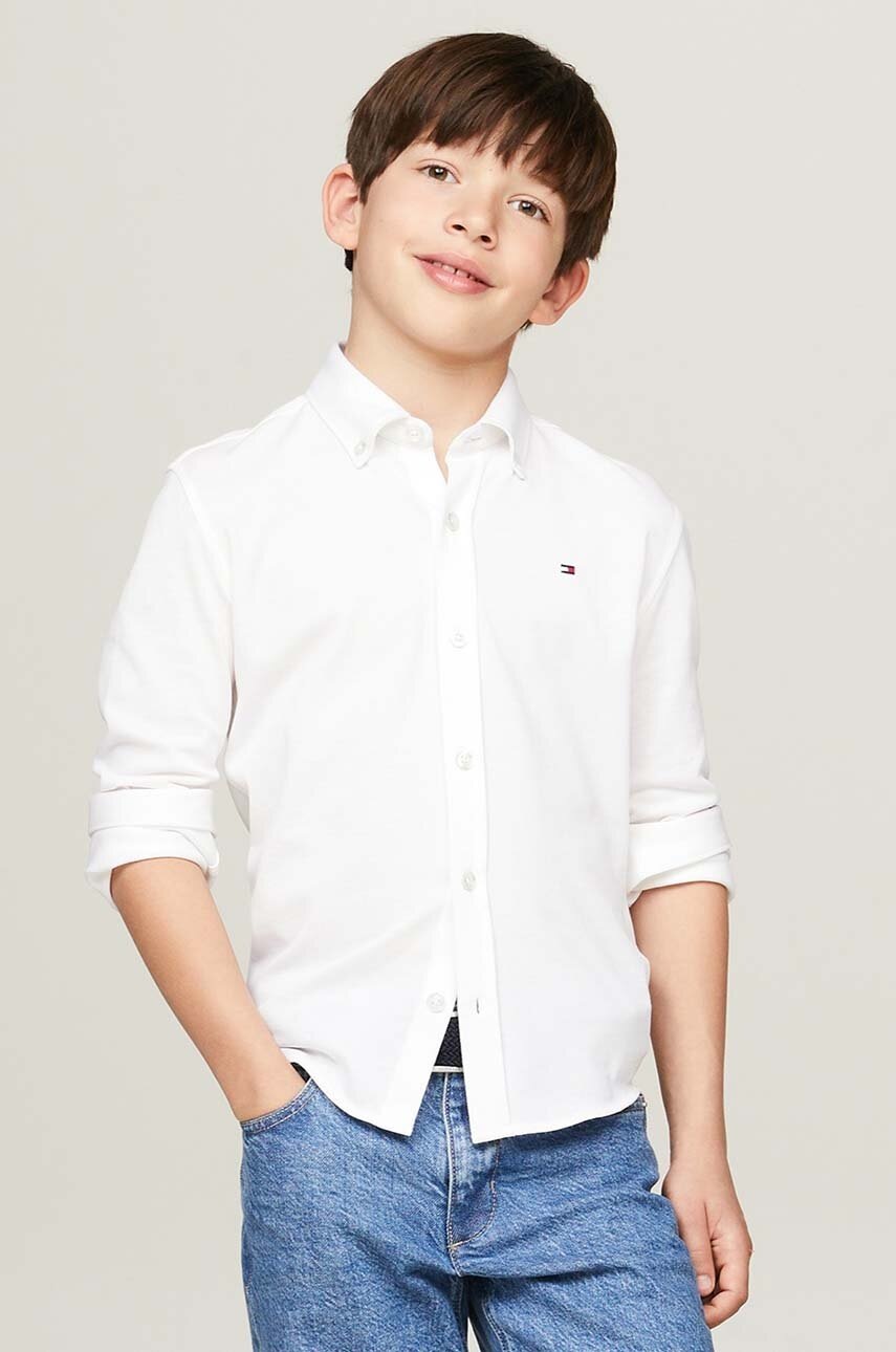 

Детска памучна риза Tommy Hilfiger в бяло KB0KB09077, Бял
